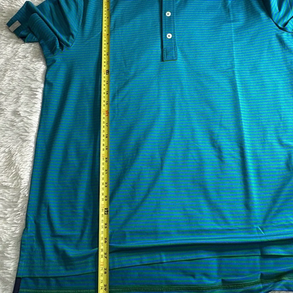 POLO RALPH LAUREN RLX Golf Green/blue Striped Short Sleeve Wicking Polo Shirt L